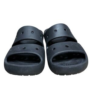 Crocs 2.0 Classic Black Slide Sandals Slip On Cushion Comfy 2 Strap Shoes Sz 7